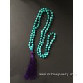 Turquoise Necklace Hand Knotted Skull Long Tassel Necklace